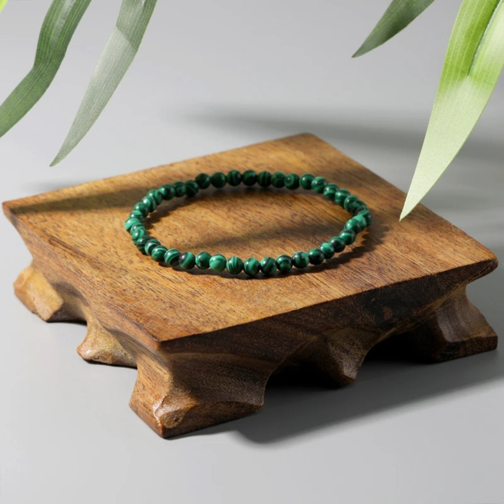 4mm Natural Green Malachite Bracelet
